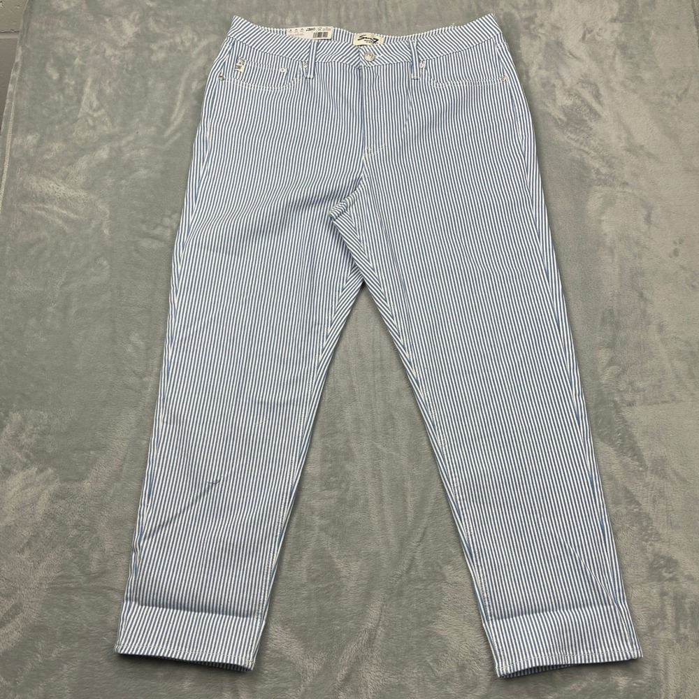Seven7 Jeans Womens Size 16 Blue Stripe 90s Straight Leg High Rise NWT